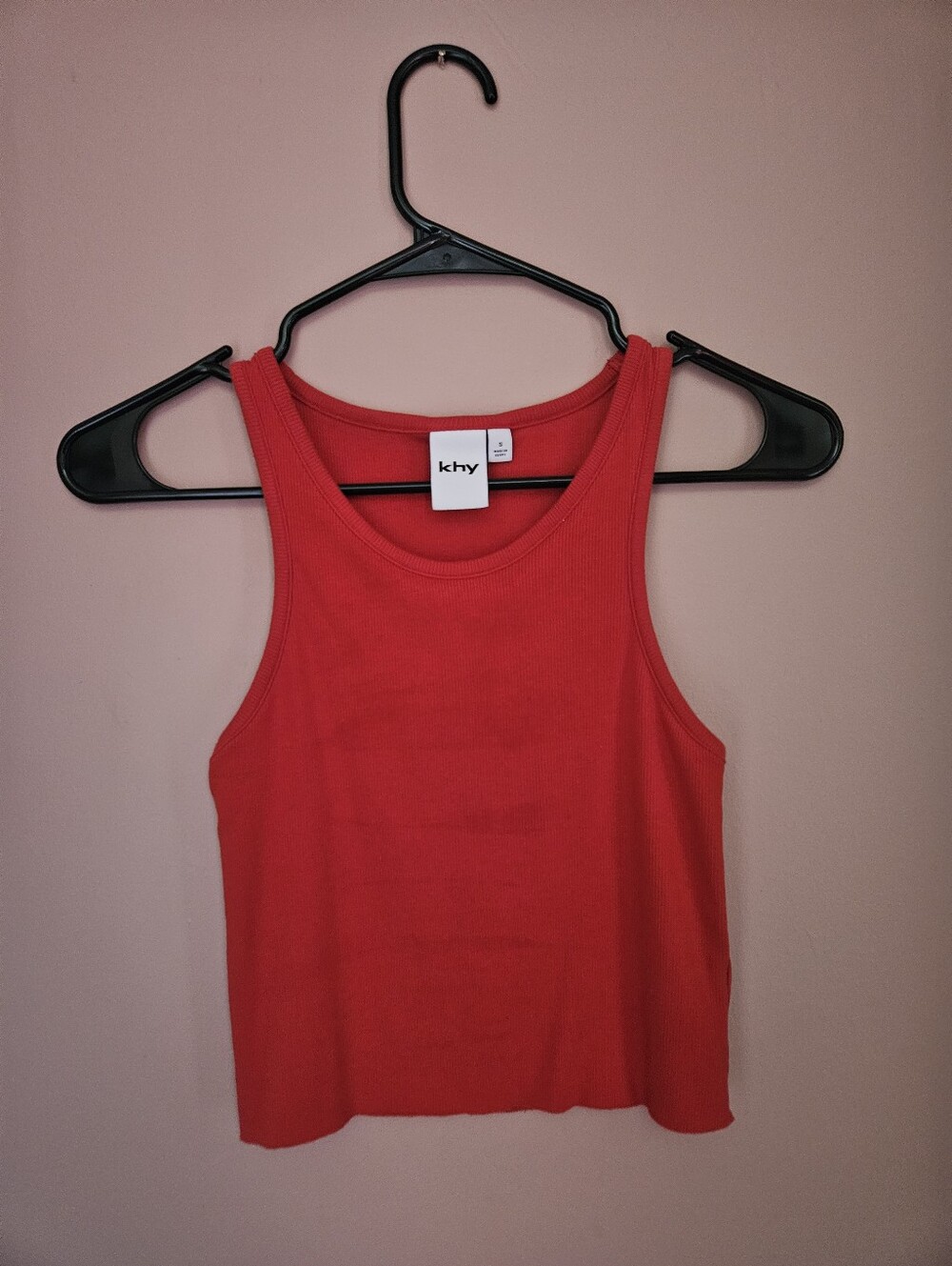 Khy Cropped Raw Hem Rib Tank Top Small
